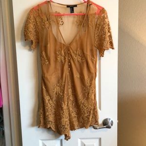 Forever 21 mustard lace romper
